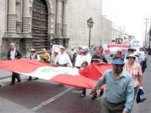 Protesta de campesinos de Cayma