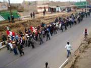 Protesta contra el Tratado de Libre Comercio en Pisco