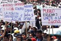 Manifestación contra la minera Yanacocha