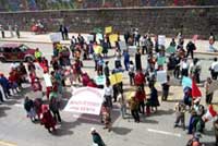 Protesta de los pobladores de Ccorca en la ciudad del Cusco