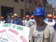 Protesta de obreros de construcción civil en Ayacucho