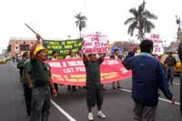 Marcha de obreros de construcción civil en Trujillo