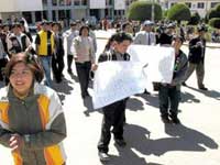 Protesta de los estudiantes de Bellas Arte de Puno
