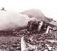 Escombros de El Frontón después del genocidio de junio de 1986