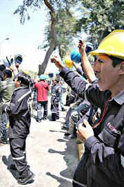 Protesta de mineros de la empresa Buenaventura