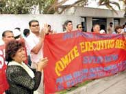 Manifestación de los maestros en Tacna