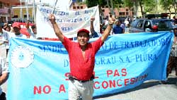 Protesta de los trabajadores de la empresa de agua potable de Piura