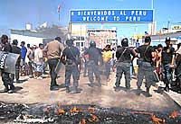Regionaler Streik in Aguas Verdes in der Region Tumbes