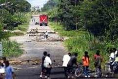 Straßenblockade von cocabauern in Huanuco