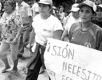 Protestierende Cocabauern in Sion/ San Martin
