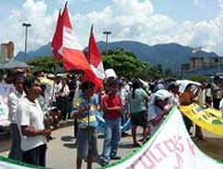 Demonstration von Cocabauern in Tingo Maria