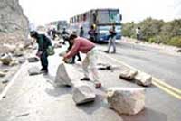 Straßenblockade der Bauern von Anco/ Ayacucho