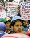 Proteste von Bauarbeitern in Lima