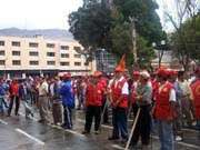 Proteste von Bauarbeitern in Cerro de Pasco