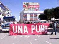 Demonstration der Dozenten der Universität von Puno