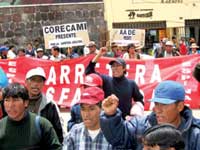 Demonstranten aus Espinar in Cusco