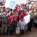 Demonstration von Markthändlern in Cusco
