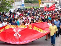 Demonstration der Markthändler in Cusco