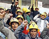Proteste von Bergarbeitern in Lima