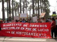 Protestdemonstration der städtischen Arbeiter und Angestellten von Chincha