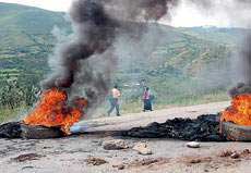 Dtraßenblockade in Hunauco