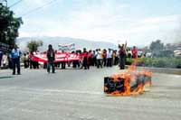Proteste von Muschelfischern in Chimbote