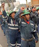 Demonstration von Bergarbeitern in Lima