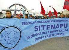 Proteste der Beschäftigten der Hafenverwaltung in Callao
