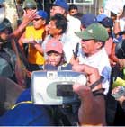 Demonstration von Arbeiter der Zuckerraffinerie Tumán