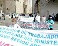 Demonstration von Angestellten des Gesundheitsministeriums in Moquegua