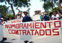 Demonstration der Beschäftigten der staatlichen Krankenhäuser in Piura