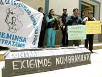 Demonstration der Angestellten des Gesundheitsministeriums in Puno