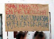 Besetzunge an der Unversität San Marcos in Lima