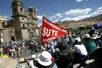 Streikende Lehrer in Cusco